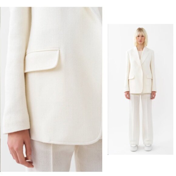 Chloe NEW Wool Cashmere Gauze Rustic Open Front Blazer Eden White Ivory Size XS - Picture 3 of 16